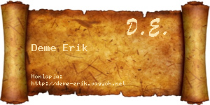 Deme Erik névjegykártya